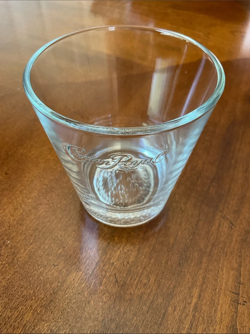 Crown Royal Embossed Lowball Rock Glass Heavy Bottom